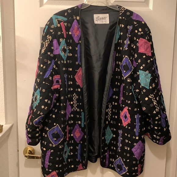 VINTAGE SARA(TEXAS) QUILTED BLACK+ JACKET (PLUS SIZE) no tags:LINED LITE WEIGHT - Picture 1 of 7